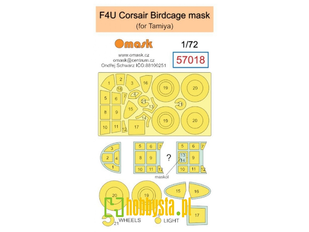 Vought F4u Corsair Birdcage Mask (For Tamiya Kits) - zdjęcie 1 Vought F4u Corsair Birdcage Mask (For Tamiya Kits) - zdjęcie 1