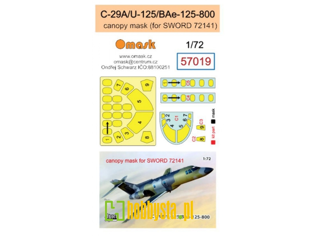 C-29a / U-125 / Bae-125-800 Masks (For Sword 72141 Kit) - zdjęcie 1 C-29a / U-125 / Bae-125-800 Masks (For Sword 72141 Kit) - zdjęcie 1