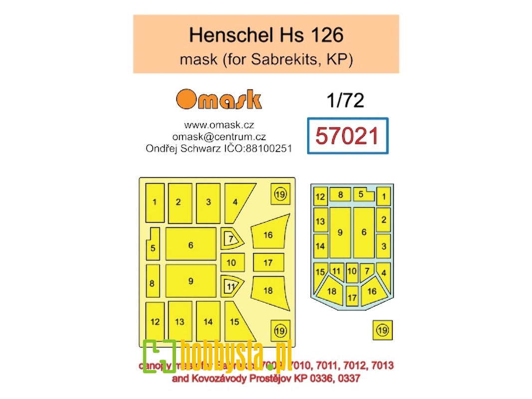 Henschel Hs 126 Masks (For Sabre Kits And Kp) - zdjęcie 1