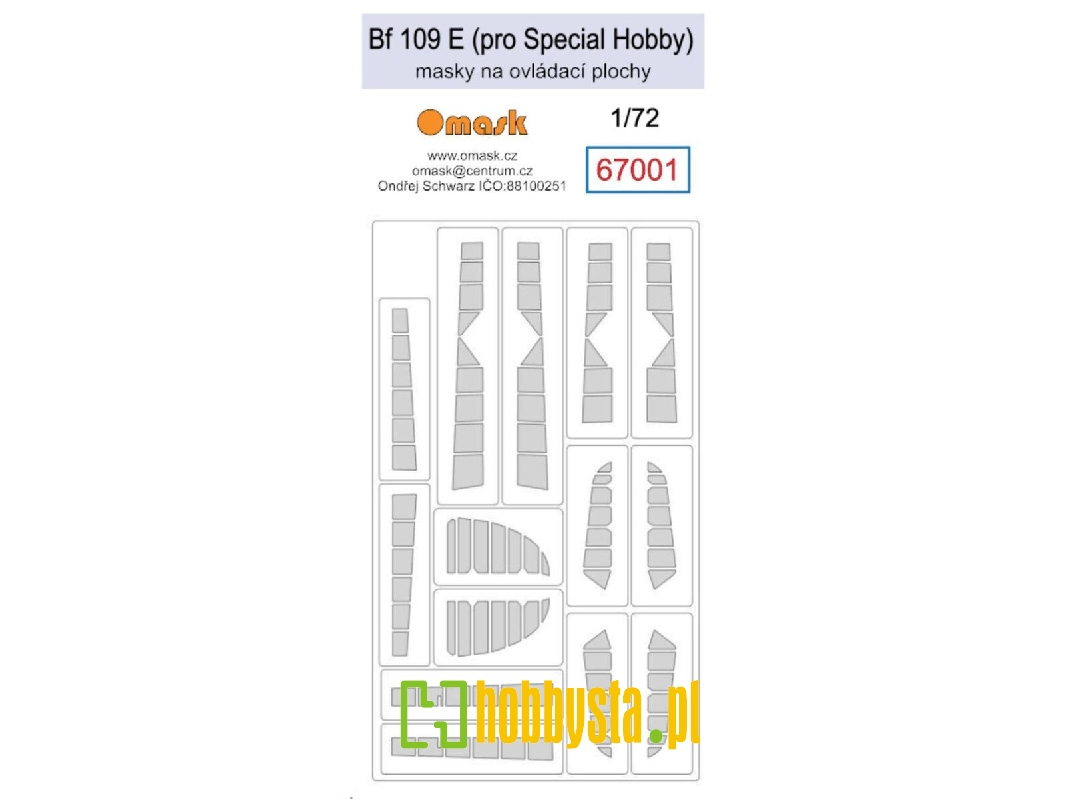 Bf 109 E Masks For Control Surfaces (For Special Hobby) - zdjęcie 1 Bf 109 E Masks For Control Surfaces (For Special Hobby) - zdjęcie 1