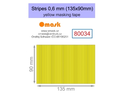 Stripes 0,6 Mm (135 X 90 Mm) Yellow Masking Tape - zdjęcie 1