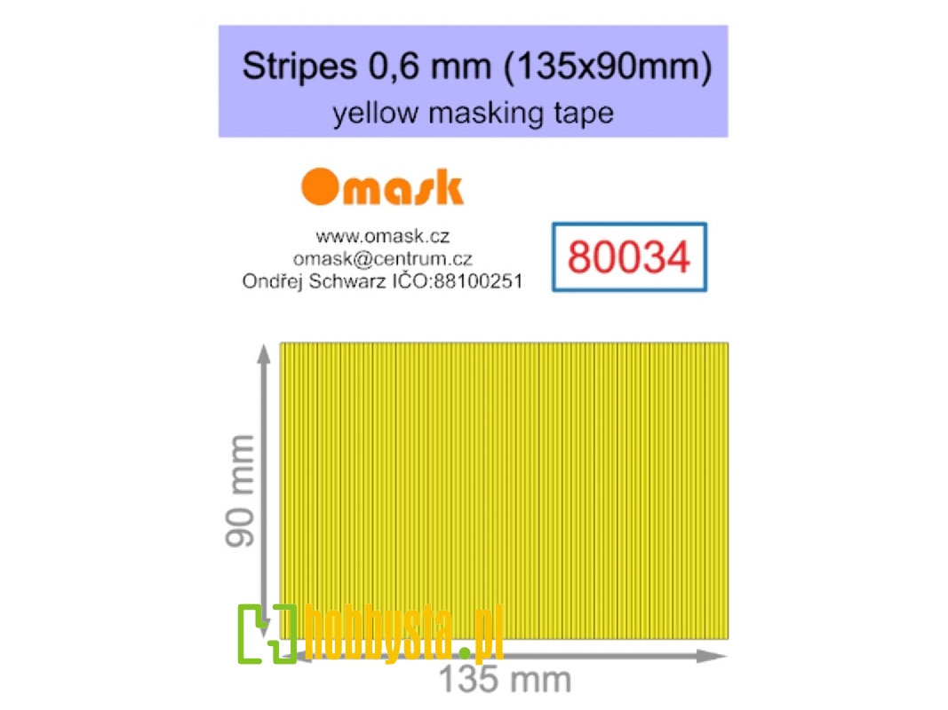 Stripes 0,6 Mm (135 X 90 Mm) Yellow Masking Tape - zdjęcie 1 Stripes 0,6 Mm (135 X 90 Mm) Yellow Masking Tape - zdjęcie 1