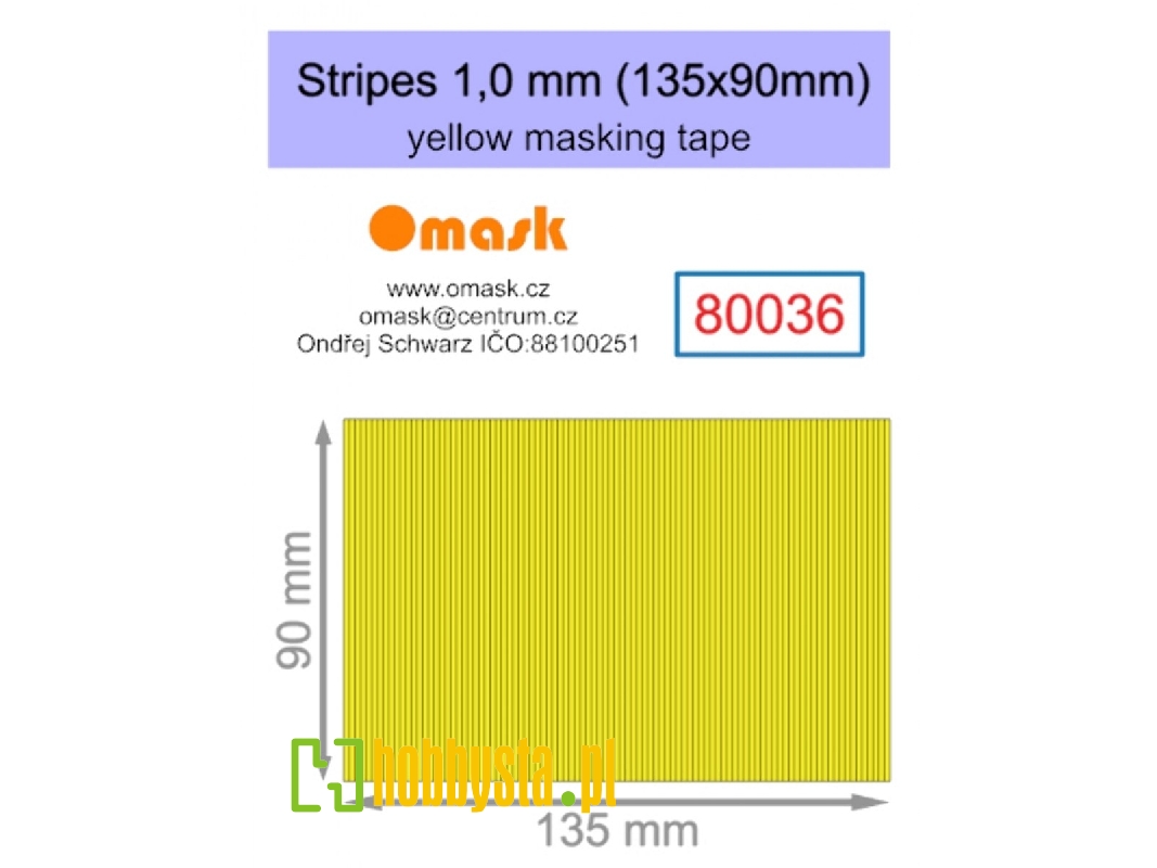 Stripes 1,0 Mm (135 X 90 Mm) Yellow Masking Tape - zdjęcie 1 Stripes 1,0 Mm (135 X 90 Mm) Yellow Masking Tape - zdjęcie 1