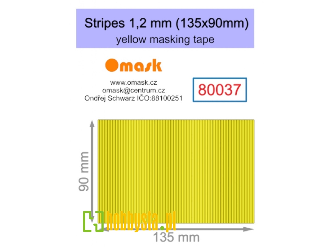 Stripes 1,2 Mm (135 X 90 Mm) Yellow Masking Tape - zdjęcie 1 Stripes 1,2 Mm (135 X 90 Mm) Yellow Masking Tape - zdjęcie 1