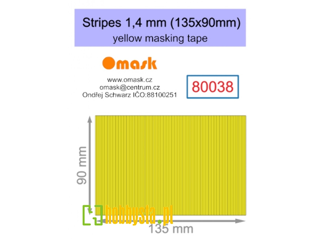 Stripes 1,4 Mm (135 X 90 Mm) Yellow Masking Tape - zdjęcie 1 Stripes 1,4 Mm (135 X 90 Mm) Yellow Masking Tape - zdjęcie 1