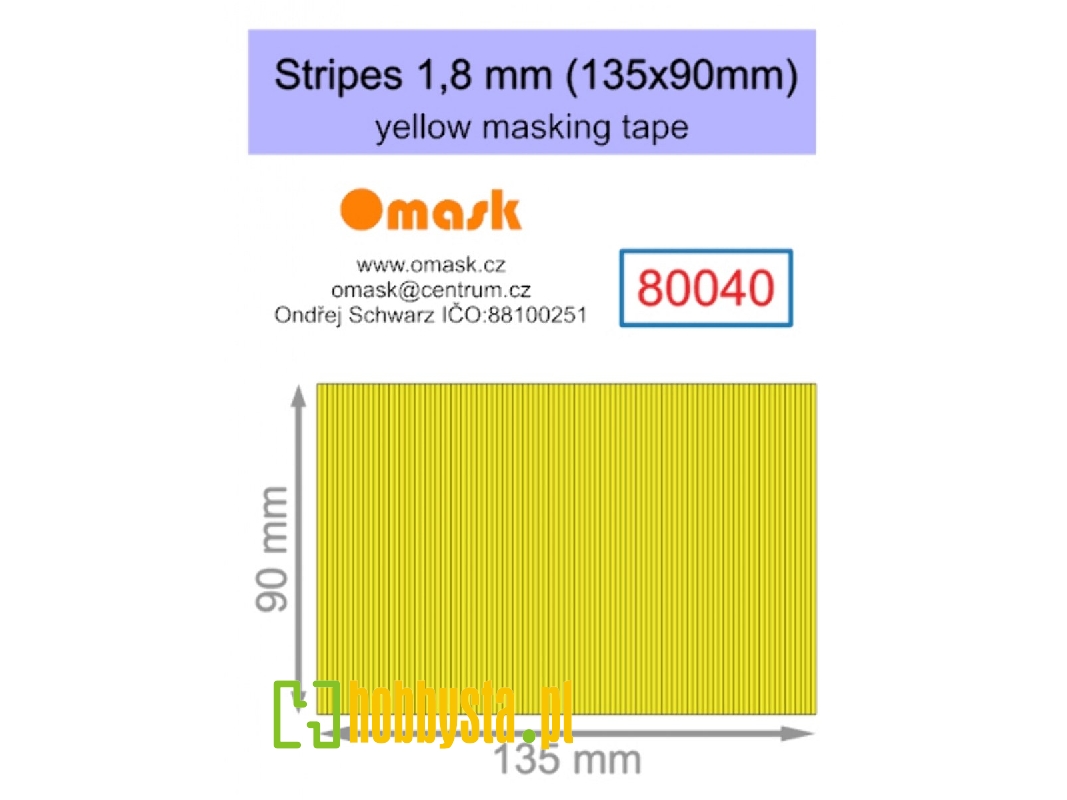 Stripes 1,8 Mm (135 X 90 Mm) Yellow Masking Tape - zdjęcie 1 Stripes 1,8 Mm (135 X 90 Mm) Yellow Masking Tape - zdjęcie 1