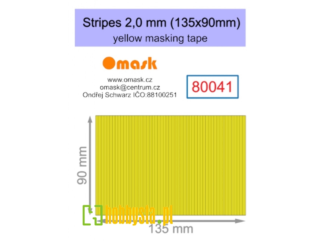 Stripes 2,0 Mm (135 X 90 Mm) Yellow Masking Tape - zdjęcie 1 Stripes 2,0 Mm (135 X 90 Mm) Yellow Masking Tape - zdjęcie 1