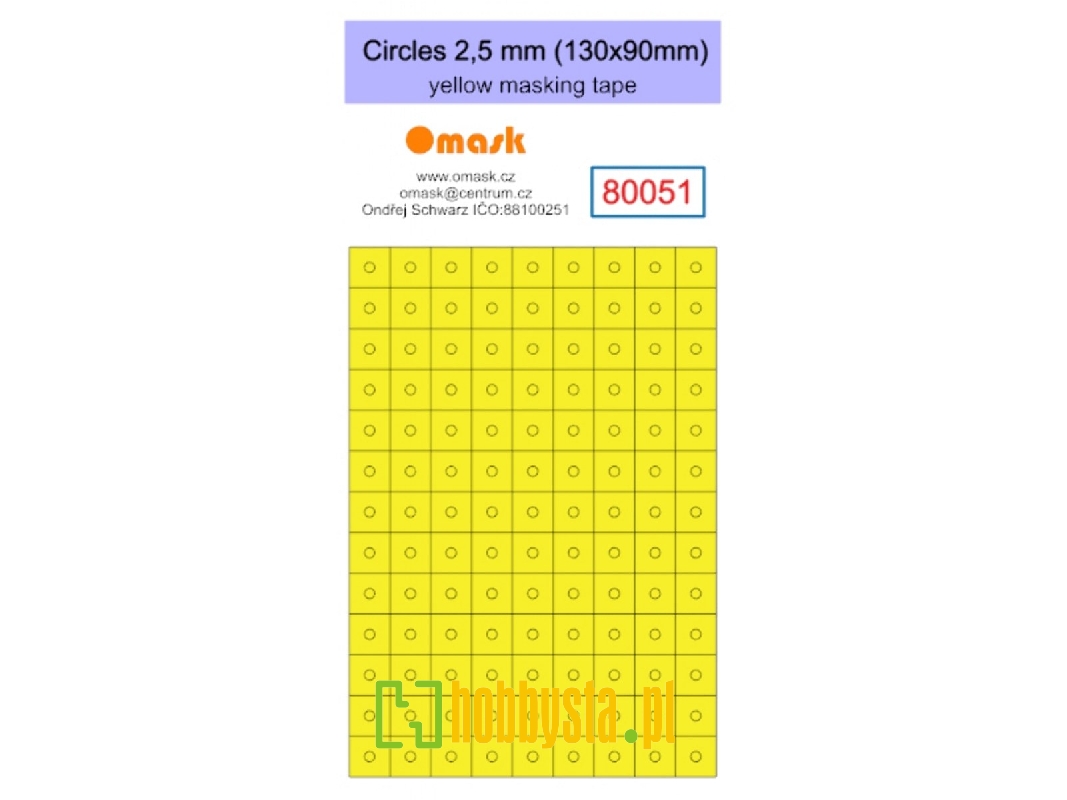 Circles 2,5 Mm (130 X 90 Mm) Yellow Masking Tape - zdjęcie 1 Circles 2,5 Mm (130 X 90 Mm) Yellow Masking Tape - zdjęcie 1
