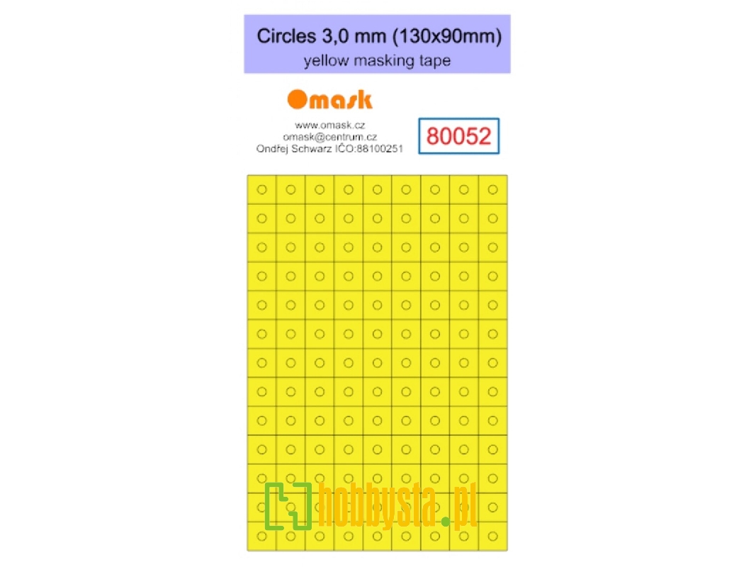 Circles 3,0 Mm (130 X 90 Mm) Yellow Masking Tape - zdjęcie 1 Circles 3,0 Mm (130 X 90 Mm) Yellow Masking Tape - zdjęcie 1