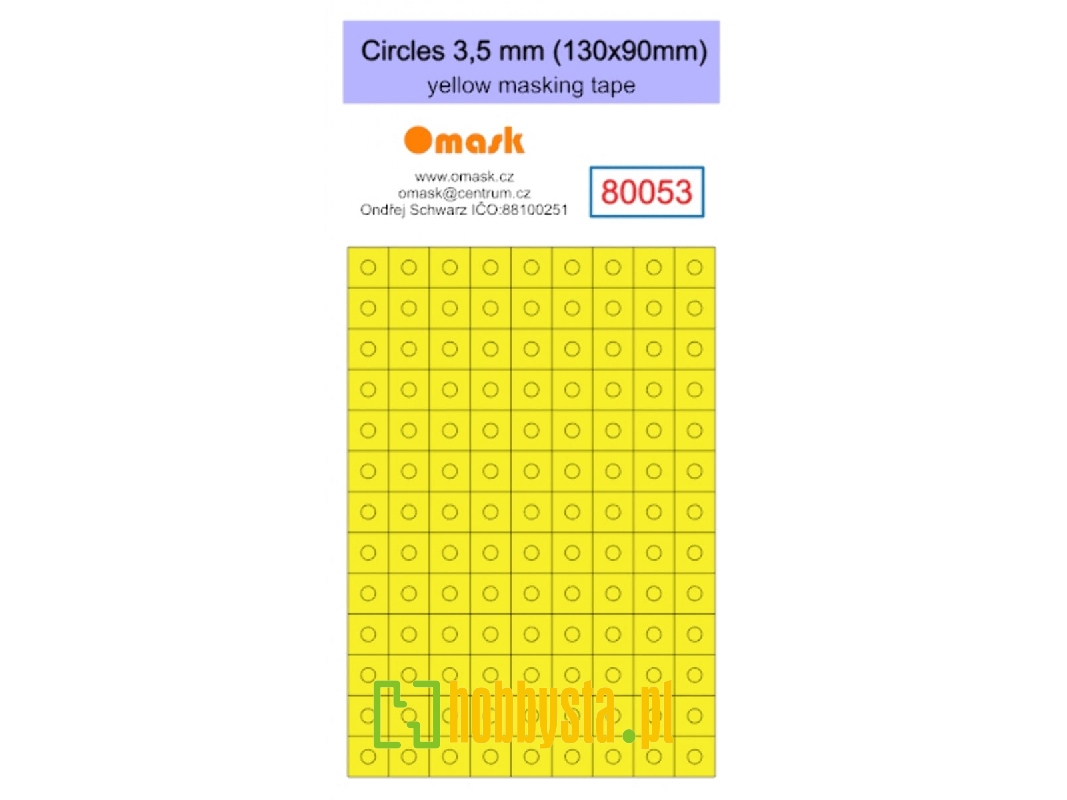 Circles 3,5 Mm (130 X 90 Mm) Yellow Masking Tape - zdjęcie 1 Circles 3,5 Mm (130 X 90 Mm) Yellow Masking Tape - zdjęcie 1