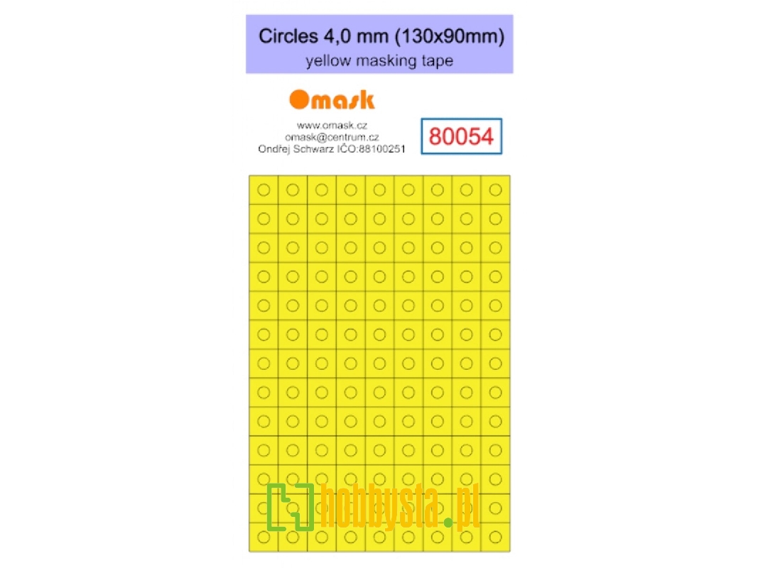 Circles 4,0 Mm (130 X 90 Mm) Yellow Masking Tape - zdjęcie 1 Circles 4,0 Mm (130 X 90 Mm) Yellow Masking Tape - zdjęcie 1