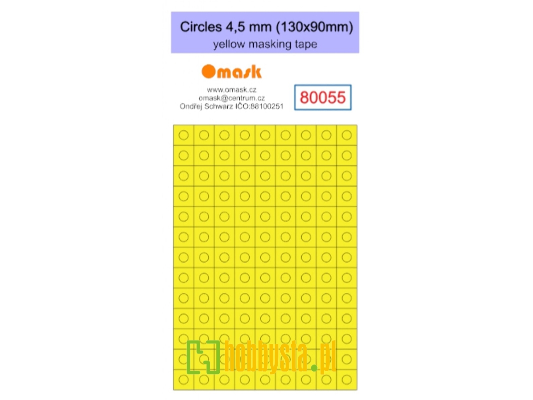 Circles 4,5 Mm (130 X 90 Mm) Yellow Masking Tape - zdjęcie 1 Circles 4,5 Mm (130 X 90 Mm) Yellow Masking Tape - zdjęcie 1