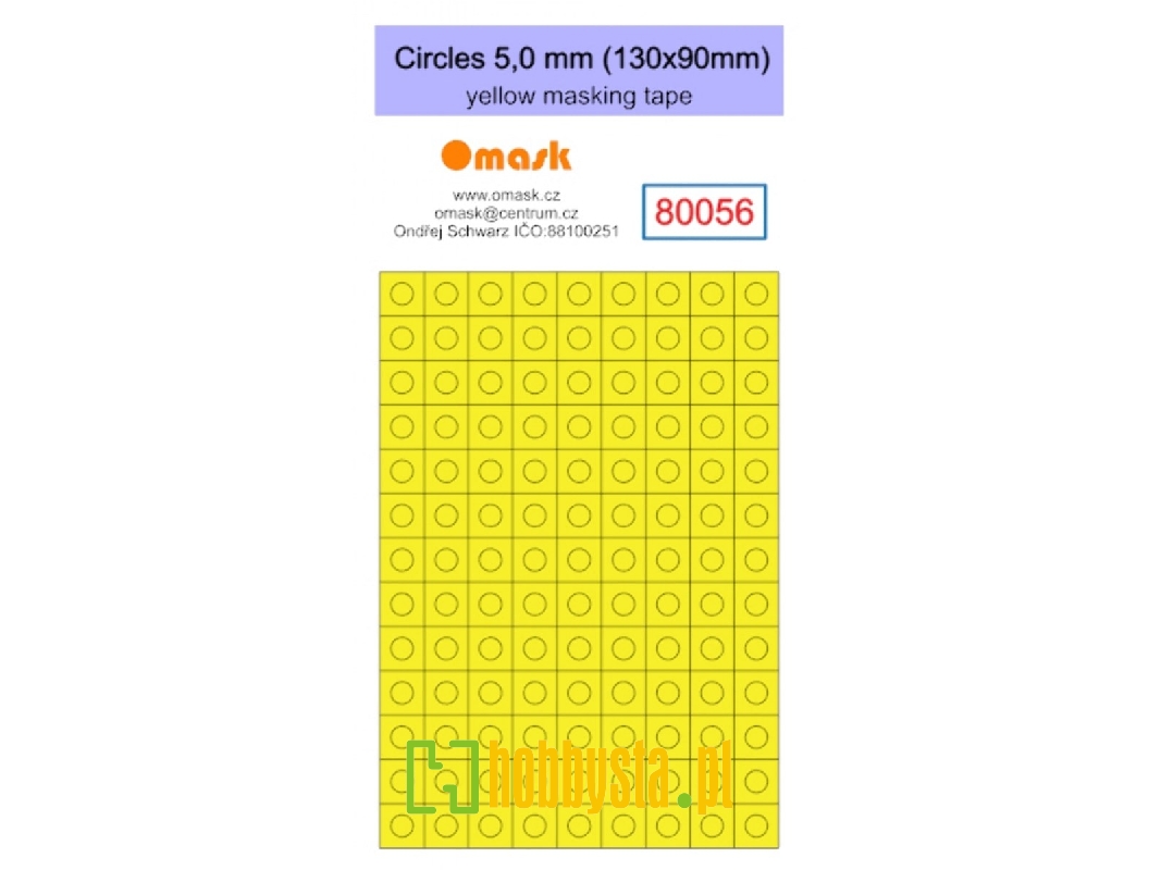 Circles 5,0 Mm (130 X 90 Mm) Yellow Masking Tape - zdjęcie 1 Circles 5,0 Mm (130 X 90 Mm) Yellow Masking Tape - zdjęcie 1