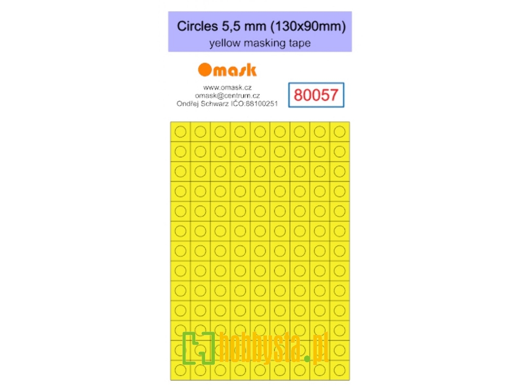 Circles 5,5 Mm (130 X 90 Mm) Yellow Masking Tape - zdjęcie 1 Circles 5,5 Mm (130 X 90 Mm) Yellow Masking Tape - zdjęcie 1