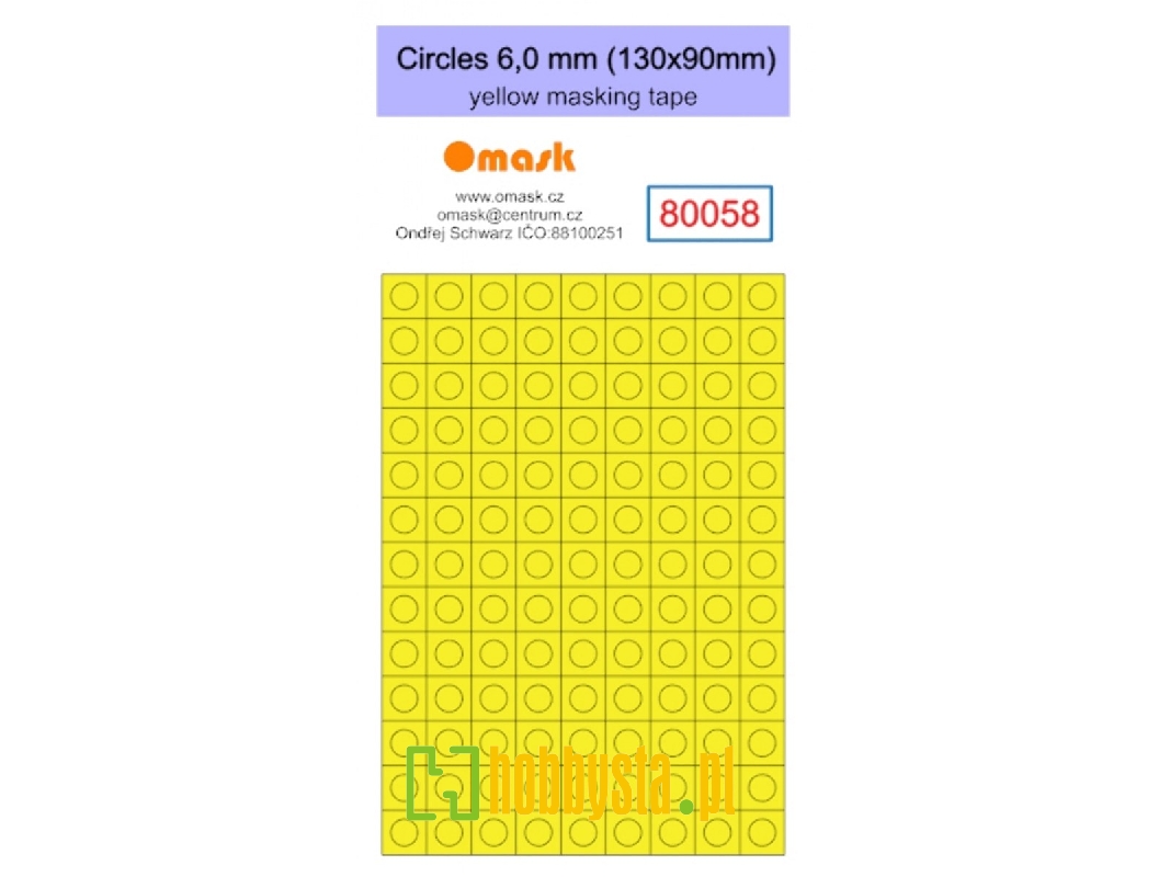 Circles 6,0 Mm (130 X 90 Mm) Yellow Masking Tape - zdjęcie 1 Circles 6,0 Mm (130 X 90 Mm) Yellow Masking Tape - zdjęcie 1