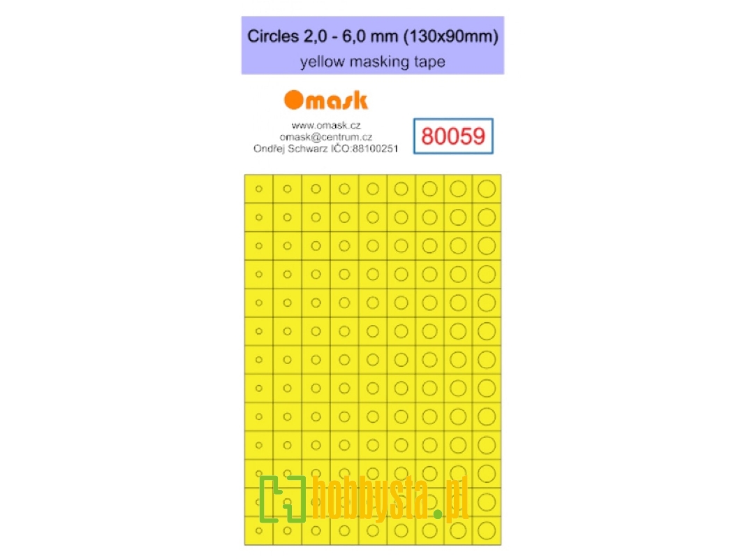 Circles 2,0 - 6,0 Mm (130 X 90 Mm) Yellow Masking Tape - zdjęcie 1 Circles 2,0 - 6,0 Mm (130 X 90 Mm) Yellow Masking Tape - zdjęcie 1