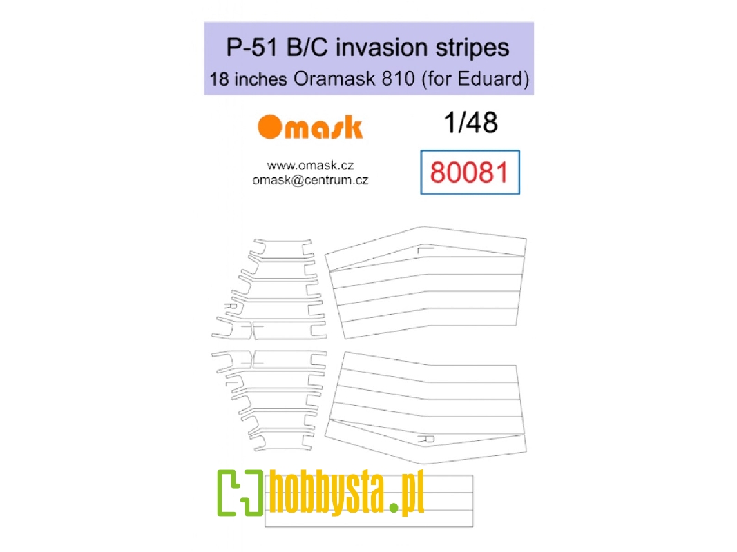 P-51 B/C Invasion Stripes 18" Oramask 810 (For Eduard) - zdjęcie 1 P-51 B/C Invasion Stripes 18" Oramask 810 (For Eduard) - zdjęcie 1