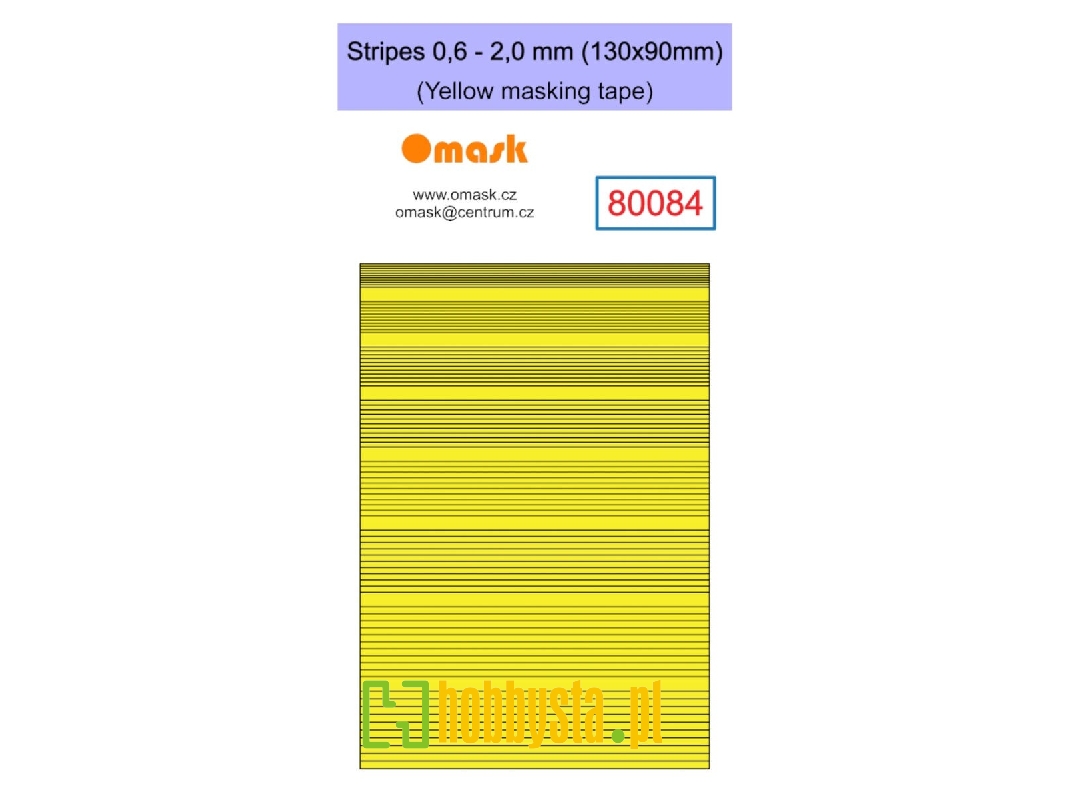 Stripes 0,6-2,0mm (130x90mm) Yellow Masking Tape - zdjęcie 1 Stripes 0,6-2,0mm (130x90mm) Yellow Masking Tape - zdjęcie 1
