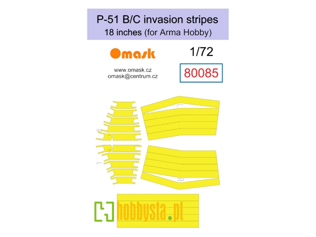 P-51 B/C Invasion Stripes 18" (For Arma Hobby) - zdjęcie 1 P-51 B/C Invasion Stripes 18" (For Arma Hobby) - zdjęcie 1