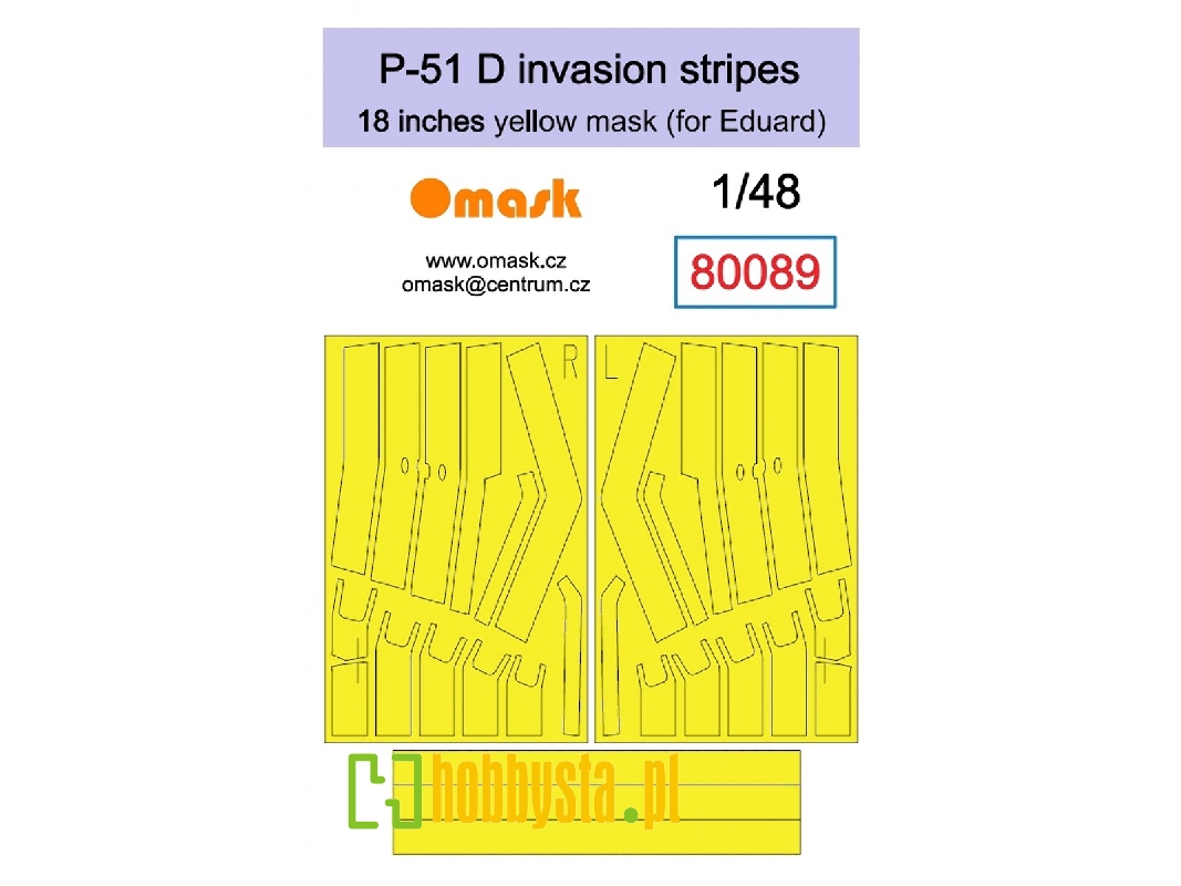 P-51 D Invasion Stripes 18" Yellow Mask (For Eduard) - zdjęcie 1