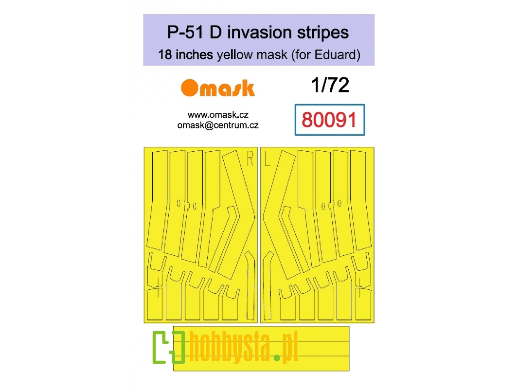 P-51 D Invasion Stripes 18" Yellow Mask (For Eduard) - zdjęcie 1 P-51 D Invasion Stripes 18" Yellow Mask (For Eduard) - zdjęcie 1
