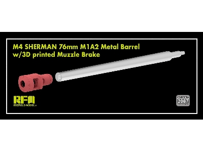 M4 Sherman 76mm M1a2 Metal Barrel W/3d Printed Muzzle Brake - zdjęcie 1