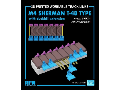 M4 Sherman T-48 Type Workable Tracks With Duckbill Extension (3d Printed) - zdjęcie 1