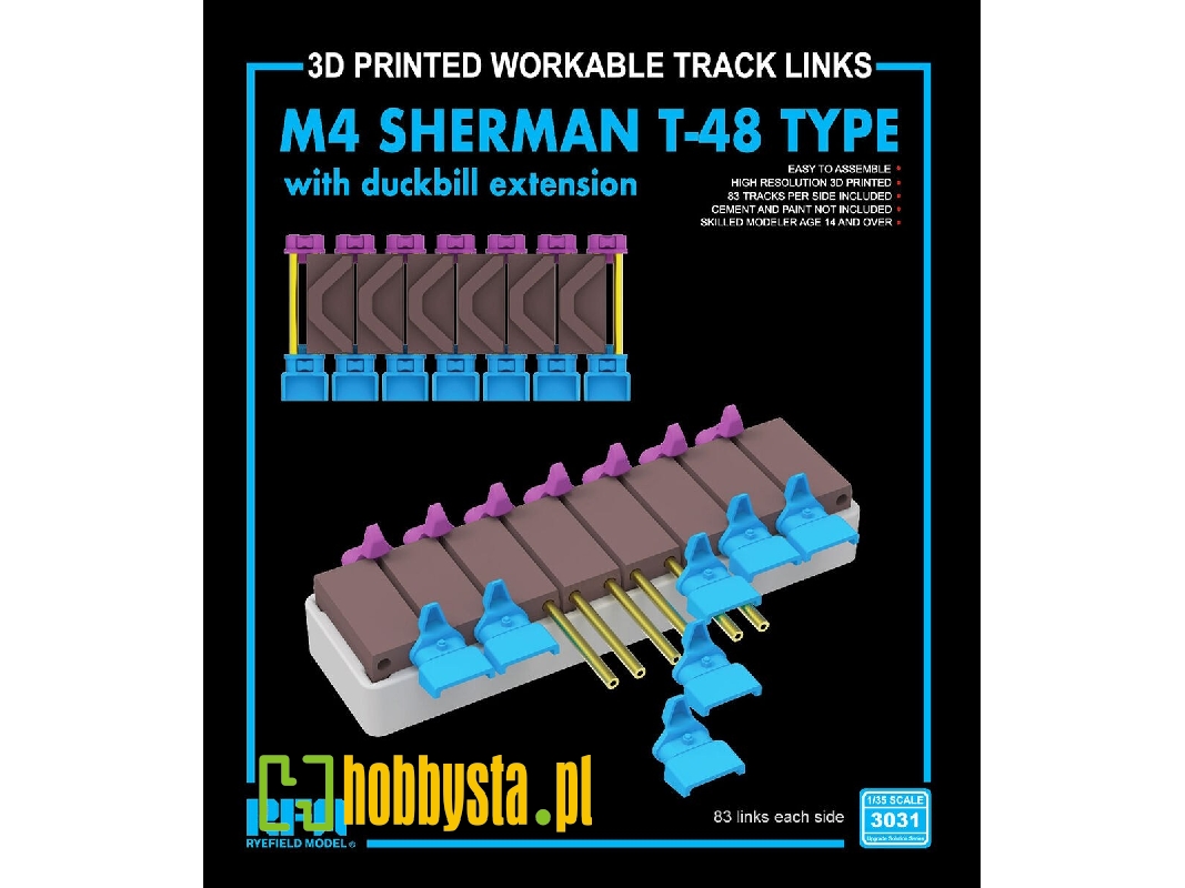 M4 Sherman T-48 Type Workable Tracks With Duckbill Extension (3d Printed) - zdjęcie 1 M4 Sherman T-48 Type Workable Tracks With Duckbill Extension (3d Printed) - zdjęcie 1