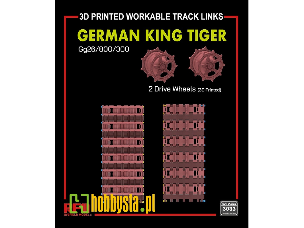 German King Tiger Series Gg26/800/300 Type Workable Tracks With Drive Wheels (3d Printed) - zdjęcie 1 German King Tiger Series Gg26/800/300 Type Workable Tracks With Drive Wheels (3d Printed) - zdjęcie 1