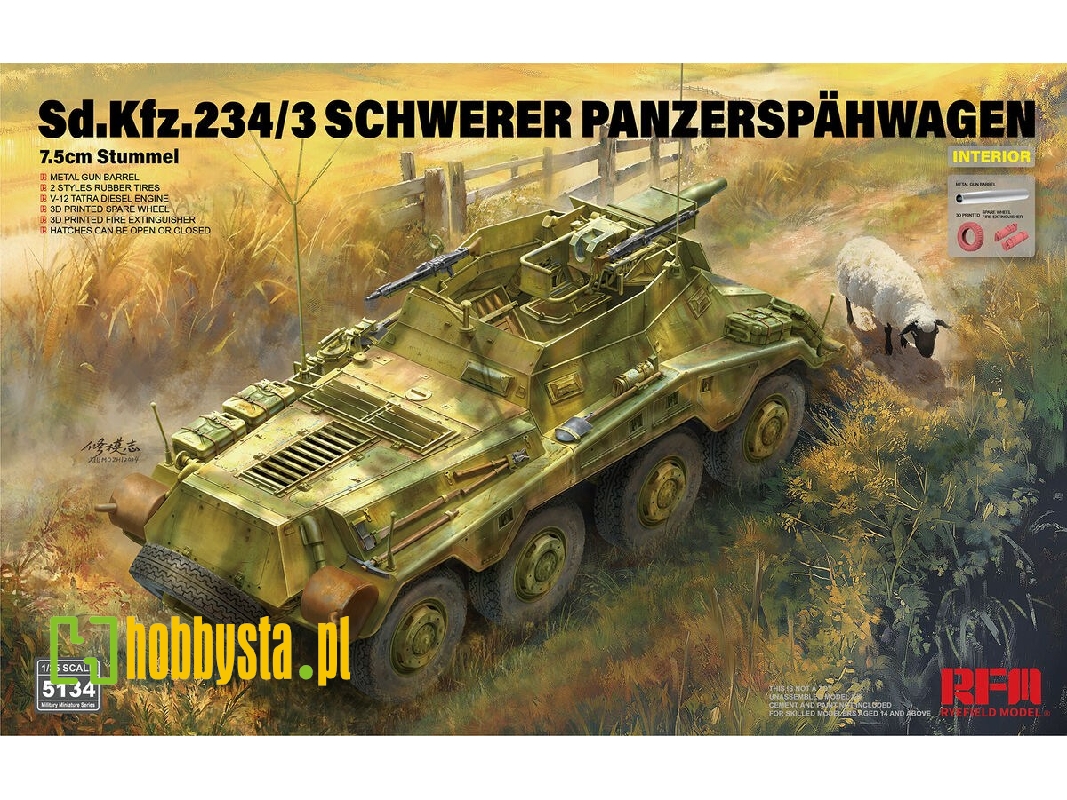 Sd.Kfz.234/3 Schwerer Panzerspahwagen 7.5cm Stummel - zdjęcie 1 Sd.Kfz.234/3 Schwerer Panzerspahwagen 7.5cm Stummel - zdjęcie 1