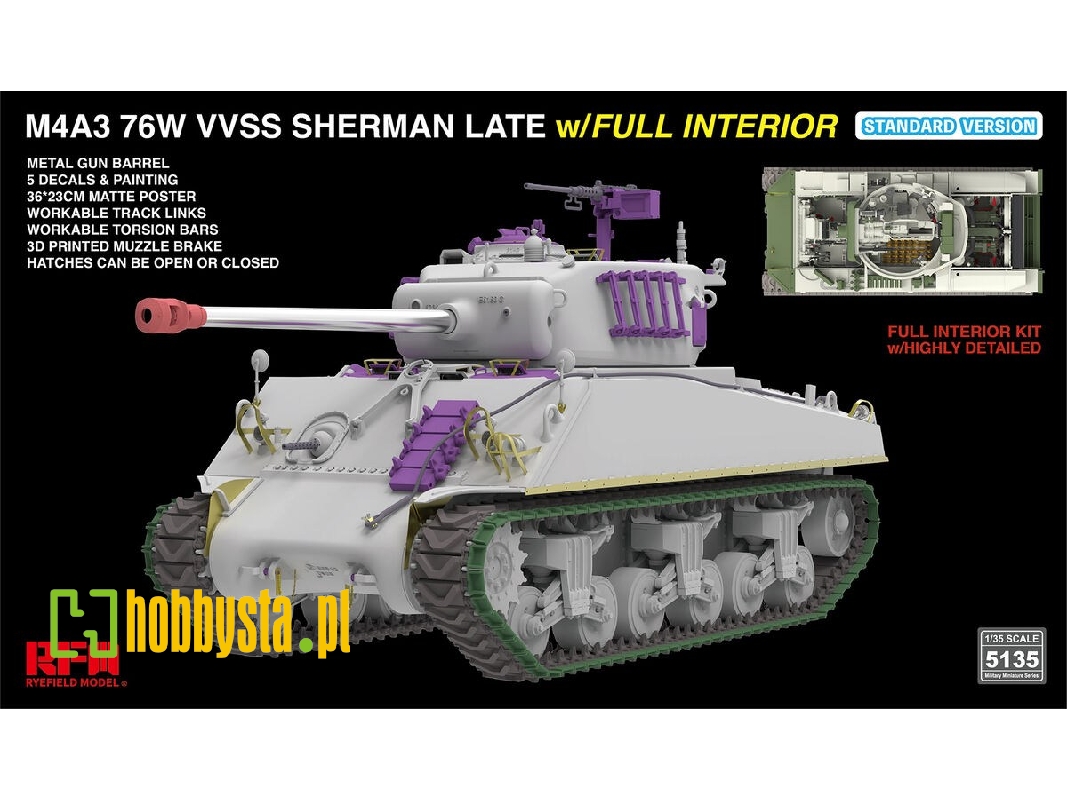M4a3 76w Vvss Sherman Late With Full Interior Standard Version - zdjęcie 1 M4a3 76w Vvss Sherman Late With Full Interior Standard Version - zdjęcie 1