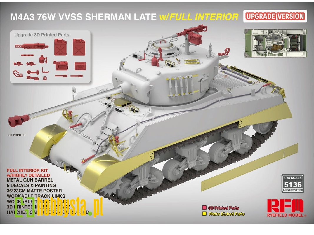 M4a3 76w Vvss Sherman Late With Full Interior Updated Version - zdjęcie 1 M4a3 76w Vvss Sherman Late With Full Interior Updated Version - zdjęcie 1