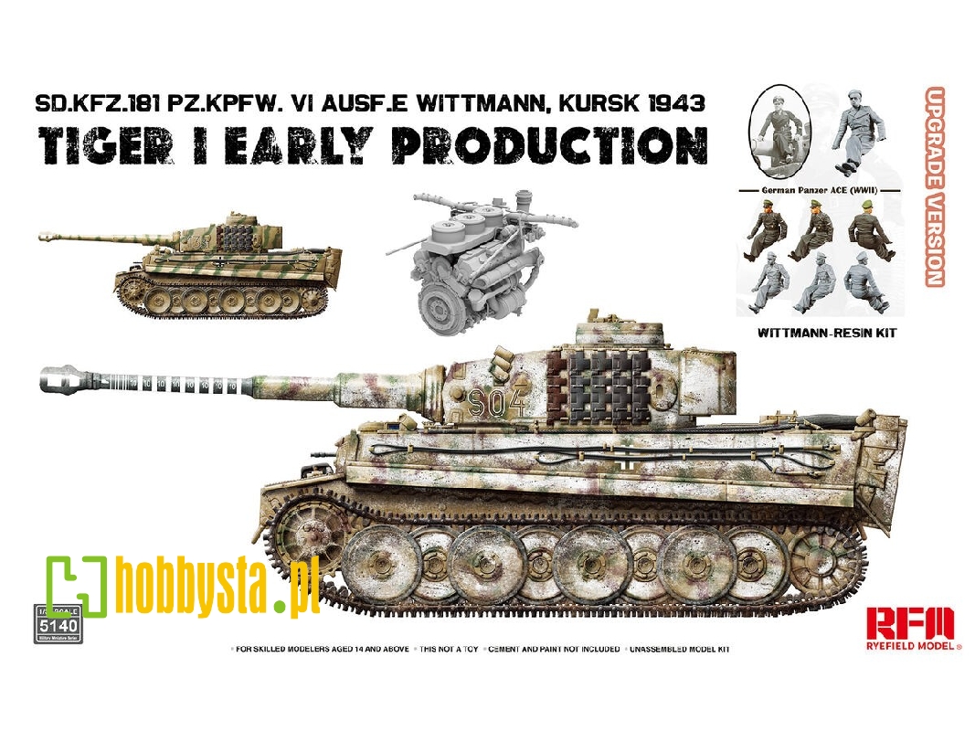Sd.Kfz.181 Tiger I Early Production Kursk 1943 With Engine & Wittmann (Resin Figure) Updated Version - zdjęcie 1 Sd.Kfz.181 Tiger I Early Production Kursk 1943 With Engine & Wittmann (Resin Figure) Updated Version - zdjęcie 1