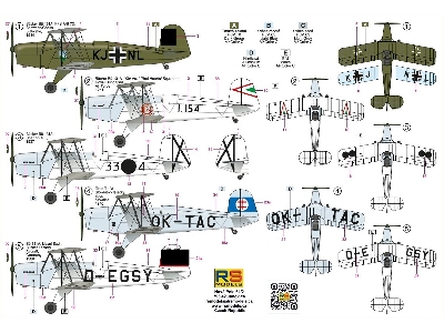 Bucker Bu-131 A - 5 Decals For Luftwaffe / Hungary / Spain And Slovakia - zdjęcie 2