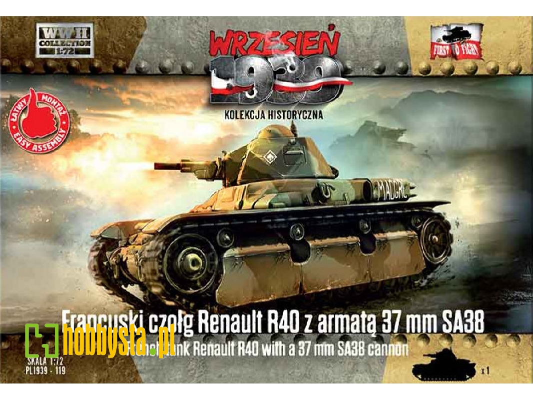 Francuski czołg lekki Renault R40 z armatą SA38 - zdjęcie 1 Francuski czołg lekki Renault R40 z armatą SA38 - zdjęcie 1
