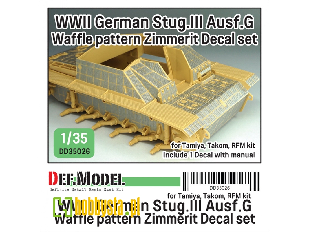 Wwii German Stug.Iii Ausf.G Waffle Pattern Zimmerit Decal Set (For Tamiya/Takom/Rfm) - zdjęcie 1
