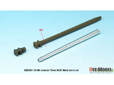 Us M4 Sherman 76mm M1a2 Metal Barrel Set (For 1/35 M4a3e8 Idf M1 Kit) - zdjęcie 3