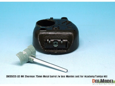 Us M4 Sherman 75mm Metal Barrel /W Late Mantlet Set( For Academy/Tamiya Kit) - zdjęcie 3