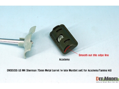 Us M4 Sherman 75mm Metal Barrel /W Late Mantlet Set( For Academy/Tamiya Kit) - zdjęcie 7