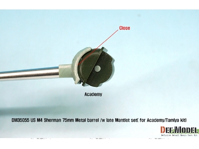 Us M4 Sherman 75mm Metal Barrel /W Late Mantlet Set( For Academy/Tamiya Kit) - zdjęcie 8