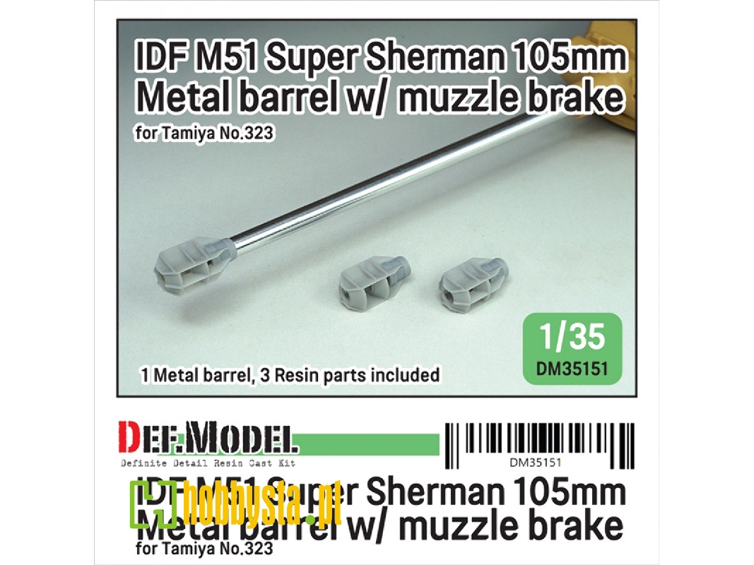 Idf M51 Super Sherman 105mm Metal Barrel With Muzzle Brake (For Tamiya 35323) - zdjęcie 1 Idf M51 Super Sherman 105mm Metal Barrel With Muzzle Brake (For Tamiya 35323) - zdjęcie 1