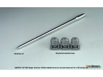 Idf M51 Super Sherman 105mm Metal Barrel With Muzzle Brake (For Tamiya 35323) - zdjęcie 2