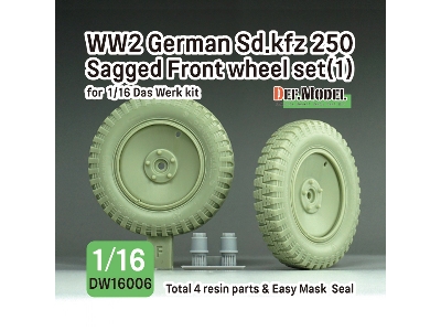 Ww2 German Sd.Kfz 250 Sagged Front Wheel Set (1) - (For Das Werk Kit) - zdjęcie 1