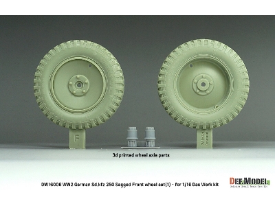 Ww2 German Sd.Kfz 250 Sagged Front Wheel Set (1) - (For Das Werk Kit) - zdjęcie 2