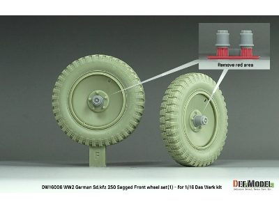 Ww2 German Sd.Kfz 250 Sagged Front Wheel Set (1) - (For Das Werk Kit) - zdjęcie 3