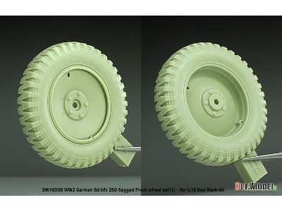 Ww2 German Sd.Kfz 250 Sagged Front Wheel Set (1) - (For Das Werk Kit) - zdjęcie 4