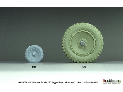 Ww2 German Sd.Kfz 250 Sagged Front Wheel Set (1) - (For Das Werk Kit) - zdjęcie 6