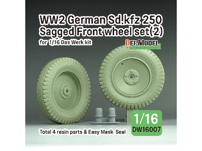 Ww2 German Sd.Kfz 250 Sagged Front Wheel Set (2) - (For Das Werk Kit) - zdjęcie 1