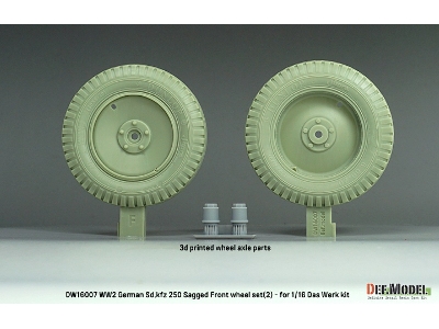 Ww2 German Sd.Kfz 250 Sagged Front Wheel Set (2) - (For Das Werk Kit) - zdjęcie 2