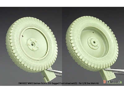 Ww2 German Sd.Kfz 250 Sagged Front Wheel Set (2) - (For Das Werk Kit) - zdjęcie 5
